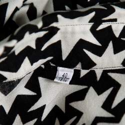 Saint Laurent Paris Monochrome Star Printed Button Front Shirt M