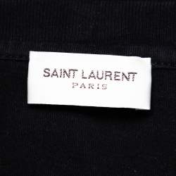 Pre Owned تي شيرت سان لوران باريس رقبة مستديرة قطن مطبوع مصاص دماء أسود مقاس صغير (سمول)