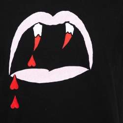 Pre Owned تي شيرت سان لوران باريس رقبة مستديرة قطن مطبوع مصاص دماء أسود مقاس صغير (سمول)