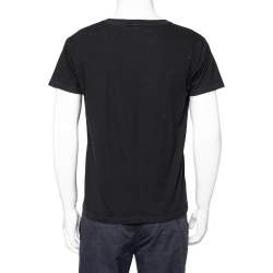 Pre Owned تي شيرت سان لوران باريس رقبة مستديرة قطن مطبوع مصاص دماء أسود مقاس صغير (سمول)