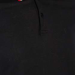 مملوكة مسبقًا Saint Laurent Paris Black Cotton Pique Stripe Trim Polo T-Shirt L