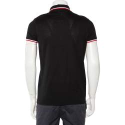 مملوكة مسبقًا Saint Laurent Paris Black Cotton Pique Stripe Trim Polo T-Shirt L