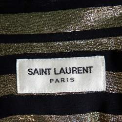 Saint Laurent Paris Black Lurex Striped Silk Button Front Sheer Shirt S