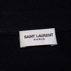 Pre Owned Saint Laurent Paris Black No Smoking Printed Cotton Crewneck T-Shirt XS