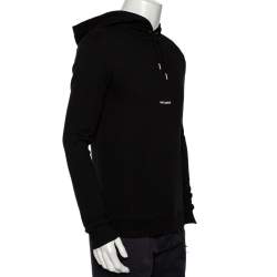 Pre Owned Saint Laurent Paris Black Logo Printed Cotton Knit Hoodie XS