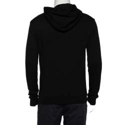 Pre Owned Saint Laurent Paris Black Logo Printed Cotton Knit Hoodie XS