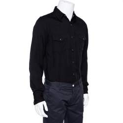 Saint Laurent Paris Black Lyocell Button Front Western Shirt M