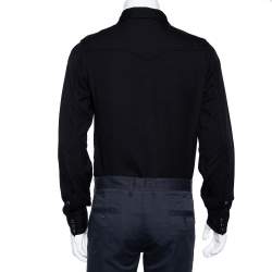Saint Laurent Paris Black Lyocell Button Front Western Shirt M