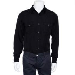 Saint Laurent Paris Black Lyocell Button Front Western Shirt M