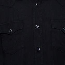 Saint Laurent Paris Black Lyocell Button Front Western Shirt M