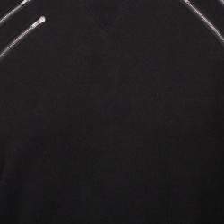 Saint Laurent Black Knit Zip Detail Crewneck Sweater M