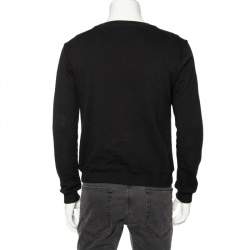 Saint Laurent Black Knit Zip Detail Crewneck Sweater M