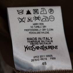 مملوكة مسبقًا بنطلون سان لوران كارغو قطن بيج تفاصيل ربطة متقاطعة مقاس متوسط - ميديوم 