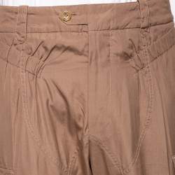 مملوكة مسبقًا بنطلون سان لوران كارغو قطن بيج تفاصيل ربطة متقاطعة مقاس متوسط - ميديوم 