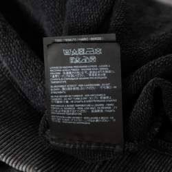 Pre Owned Saint Laurent Grey Logo Printed Cotton Distressed Hoodie XL