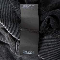 Pre Owned Saint Laurent Grey Logo Printed Cotton Distressed Hoodie XL