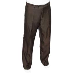 Pre Owned Yves Saint Laurent Vintage Brown Wool Straight Leg Pants XL