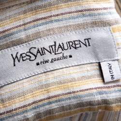 Saint Laurent Cream Striped Linen Button Front Shirt M