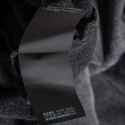 Saint Laurent Grey Distressed Cotton Logo Printed Hoodie XXL