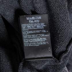 Saint Laurent Grey Distressed Cotton Logo Printed Hoodie XXL