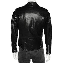 Saint Laurent Paris Black Studded Leather Biker Jacket M 