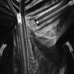 Saint Laurent Paris Black Studded Leather Biker Jacket M 