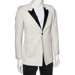Saint Laurent Cream Wool and Mohair Button Front Blazer M