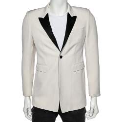 Saint Laurent Cream Wool and Mohair Button Front Blazer M
