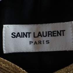 Saint Laurent Black Wool Contrast Trim Military Jacket M