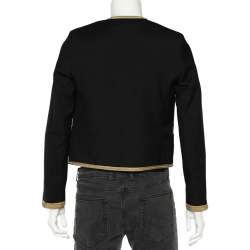 Saint Laurent Black Wool Contrast Trim Military Jacket M