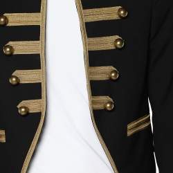 Saint Laurent Black Wool Contrast Trim Military Jacket M