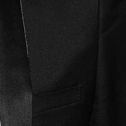 Saint Laurent Black Wool Trim Detail Open Front Blazer M