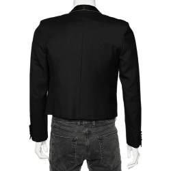 Saint Laurent Black Wool Trim Detail Open Front Blazer M