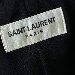 Saint Laurent Black Wool Trim Detail Open Front Blazer M