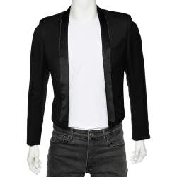 Saint Laurent Black Wool Trim Detail Open Front Blazer M