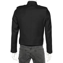 مملوكة مسبقًا Saint Laurent Black Wool Stand Collar Jacket M