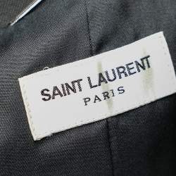مملوكة مسبقًا Saint Laurent Black Wool Stand Collar Jacket M