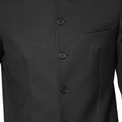 مملوكة مسبقًا Saint Laurent Black Wool Stand Collar Jacket M
