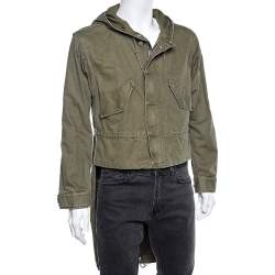Saint Laurent Military Green Cotton And Linen Hooded Jacket XL