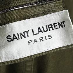 Saint Laurent Military Green Cotton And Linen Hooded Jacket XL