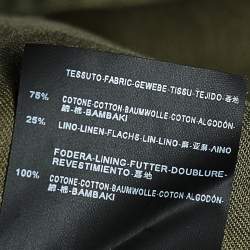 Saint Laurent Military Green Cotton And Linen Hooded Jacket XL
