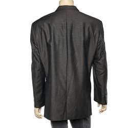 Yves Saint Laurent Vintage Brown Silk & Wool Button Front Blazer 4XL