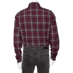 Saint Laurent Burgundy Checked Cotton Button Front Shirt M