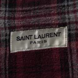 Saint Laurent Burgundy Checked Cotton Button Front Shirt M