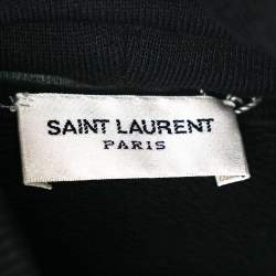 Pre Owned هودي سان لوران تريكو قطن أسود مطبوع شعار الماركة مقاس متوسط (ميديوم)