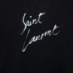 Saint Laurent Black Signature Logo Printed T-Shirt L