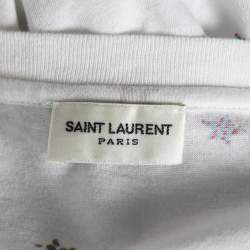 Saint Laurent White Cotton Star Printed Crew Neck Short Sleeve T-Shirt XS