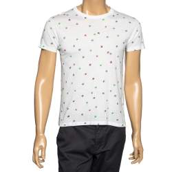 Saint Laurent White Cotton Star Printed Crew Neck Short Sleeve T-Shirt XS