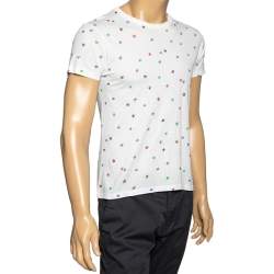 Saint Laurent White Cotton Star Printed Crew Neck Short Sleeve T-Shirt XS
