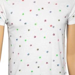 Saint Laurent White Cotton Star Printed Crew Neck Short Sleeve T-Shirt XS